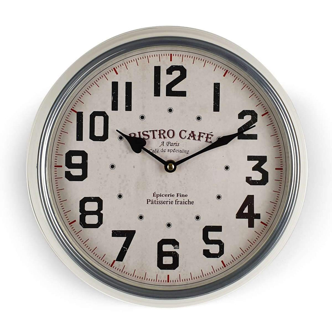 Victory Bistro Cafe Classic Metal Wall Clock White 31cm CHH 633 4