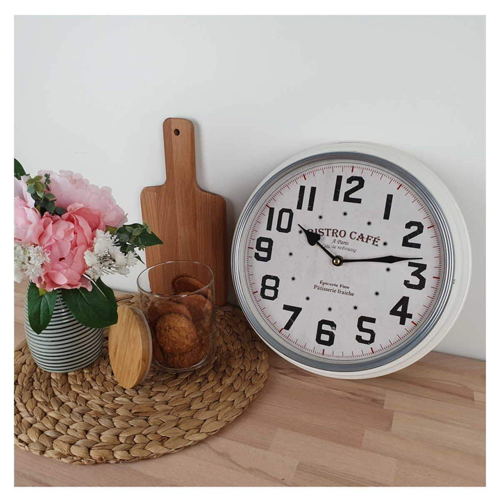 Victory Bistro Cafe Classic Metal Wall Clock White 31cm CHH 633 3