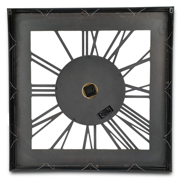 Victory Boreas Metal Extra Large Square Moving Gears Wall Clock Silver 80cm CCM 7024 6