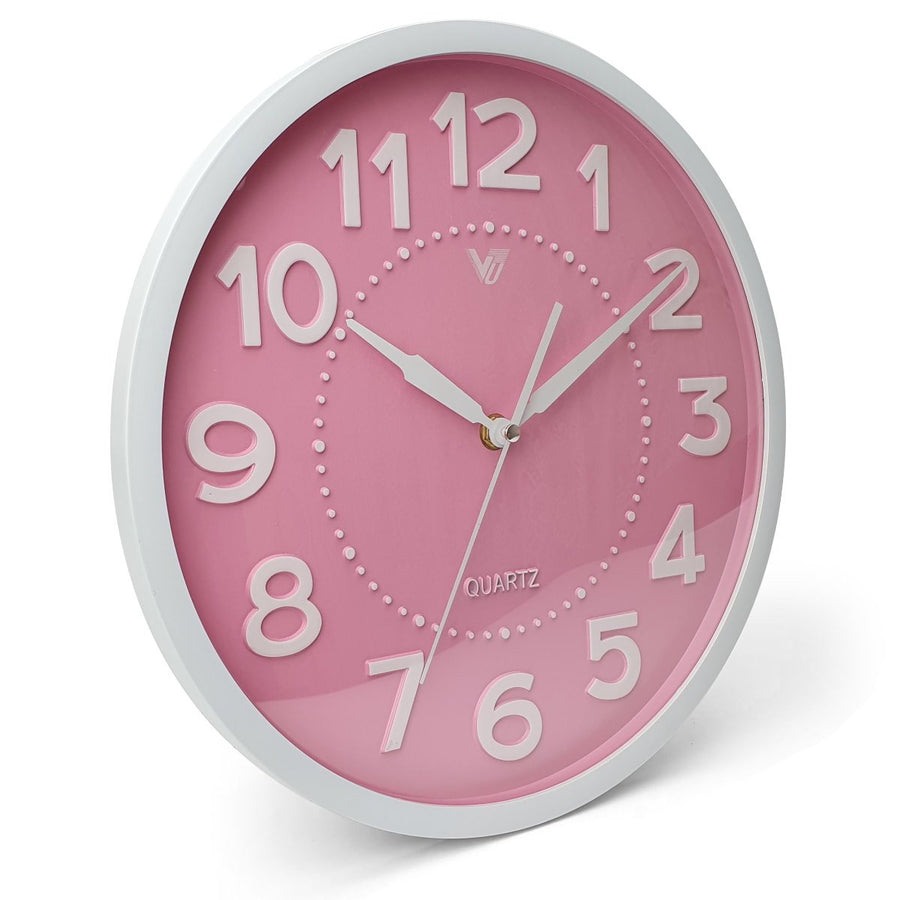 Victory Cayden 3D Numbers Domed Wall Clock Pink 31cm CWH 6249 PIN 1