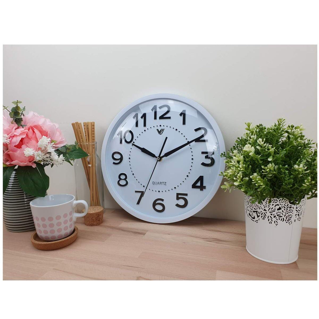 Victory Cayden 3D Numbers Domed Wall Clock White 31cm CWH 6249 WHI 2
