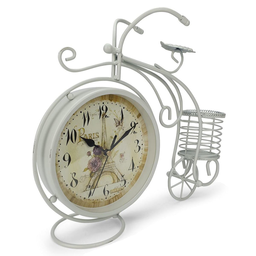 Victory Cullen Artistic Metal Bicycle Desk Clock White 32cm TAA 105W 1