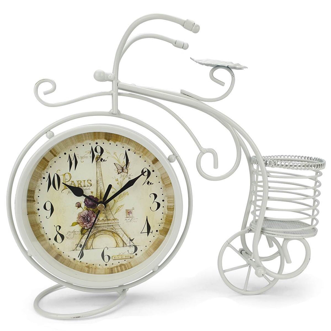Victory Cullen Artistic Metal Bicycle Desk Clock White 32cm TAA 105W 3