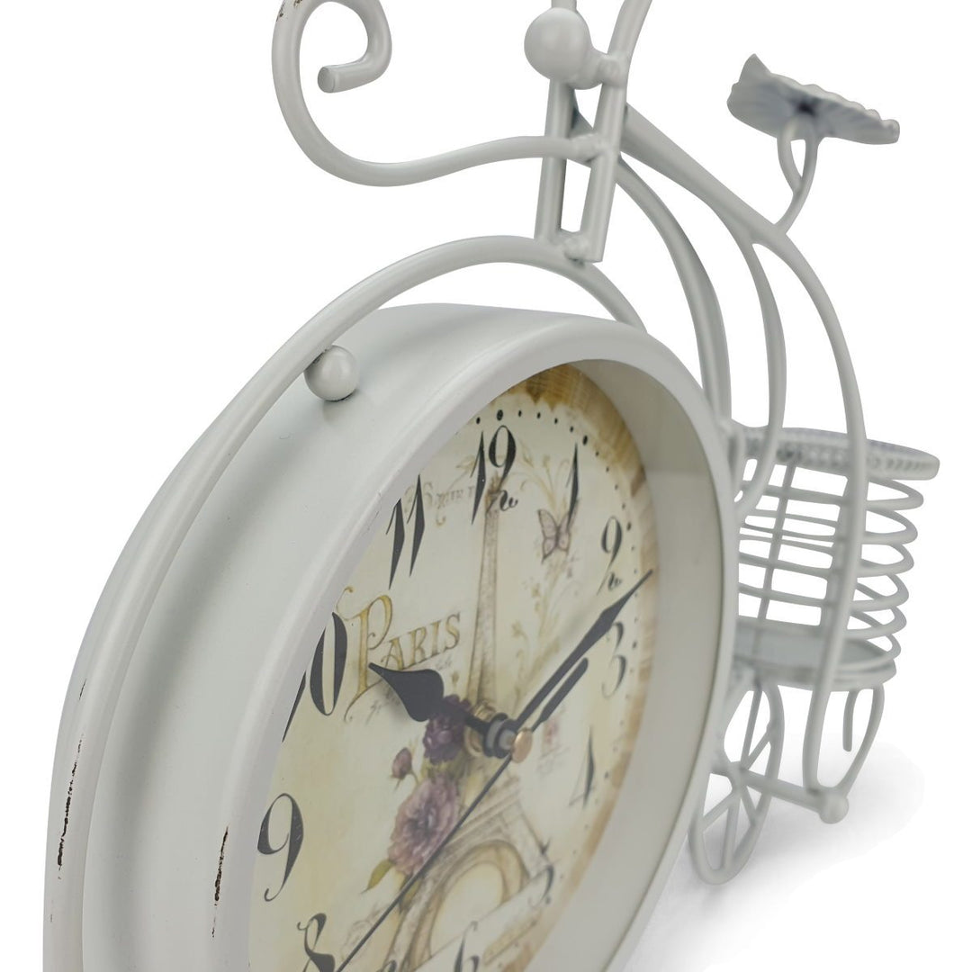 Victory Cullen Artistic Metal Bicycle Desk Clock White 32cm TAA 105W 5