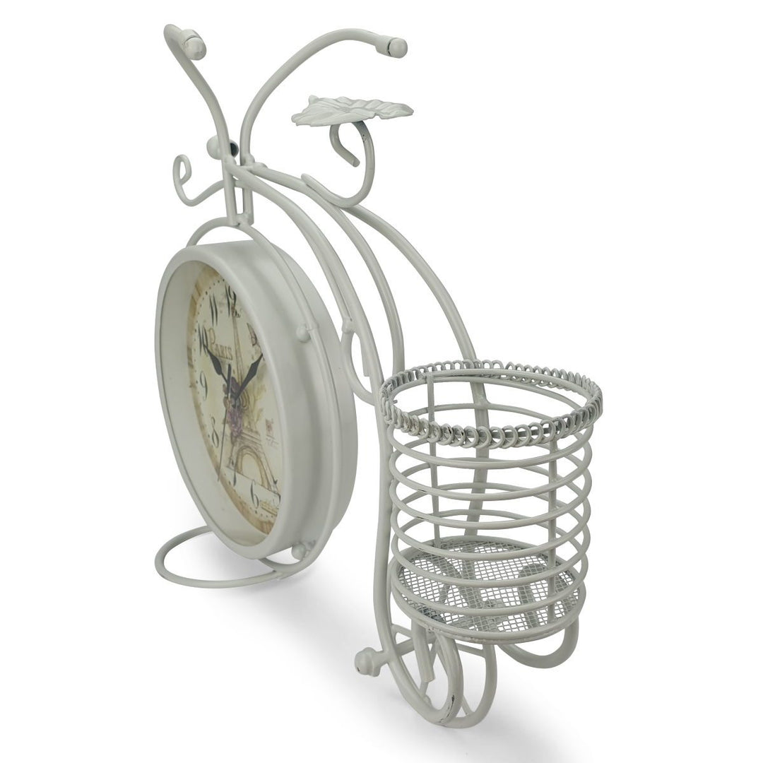 Victory Cullen Artistic Metal Bicycle Desk Clock White 32cm TAA 105W 7