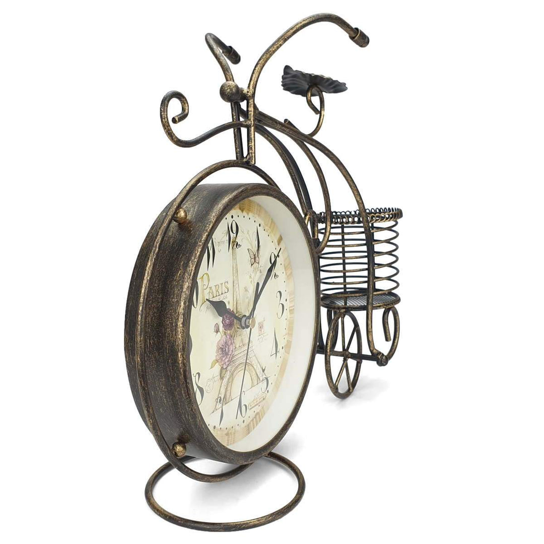 Victory Curtis Artistic Metal Bicycle Desk Clock Distressed Gold 32cm TAA 105B 4