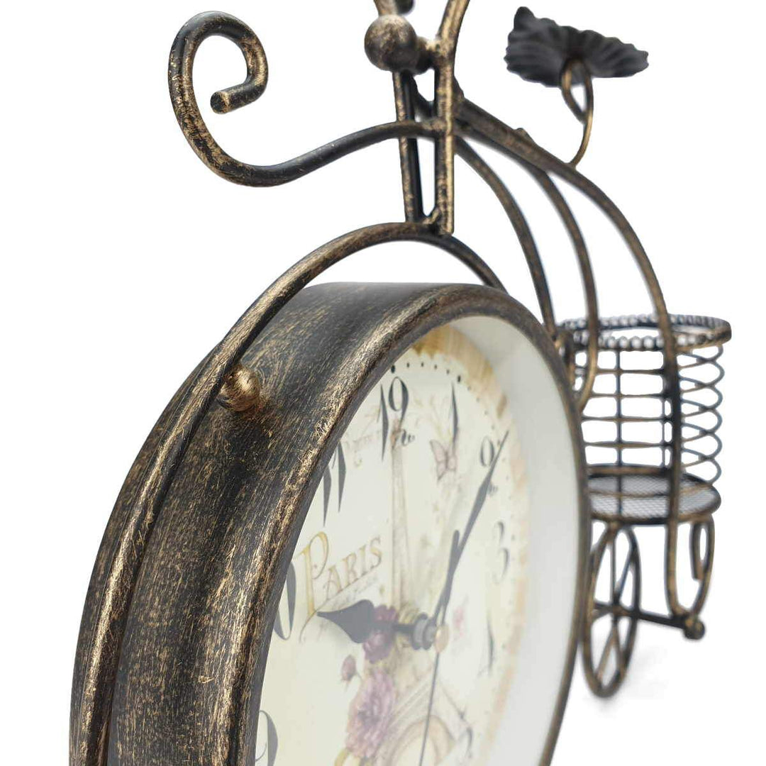 Victory Curtis Artistic Metal Bicycle Desk Clock Distressed Gold 32cm TAA 105B 6