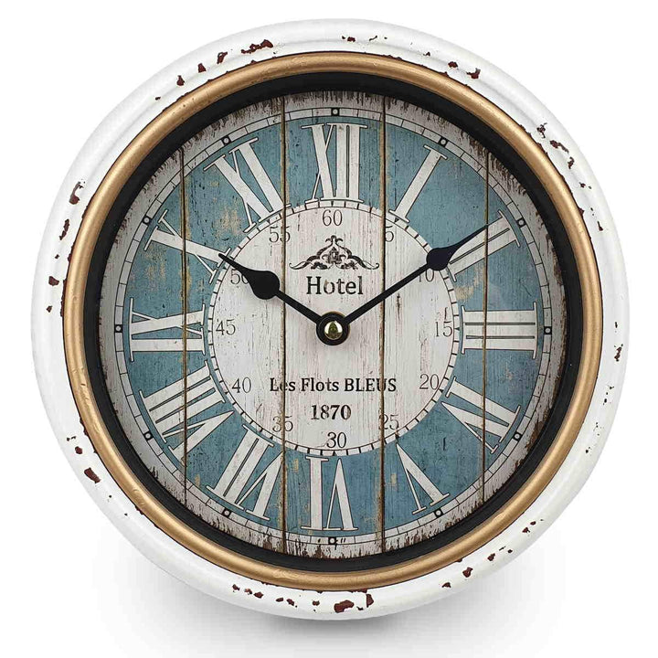 Victory Hotel Classic Distressed Metal Wall Clock White 25cm CHH 227 3