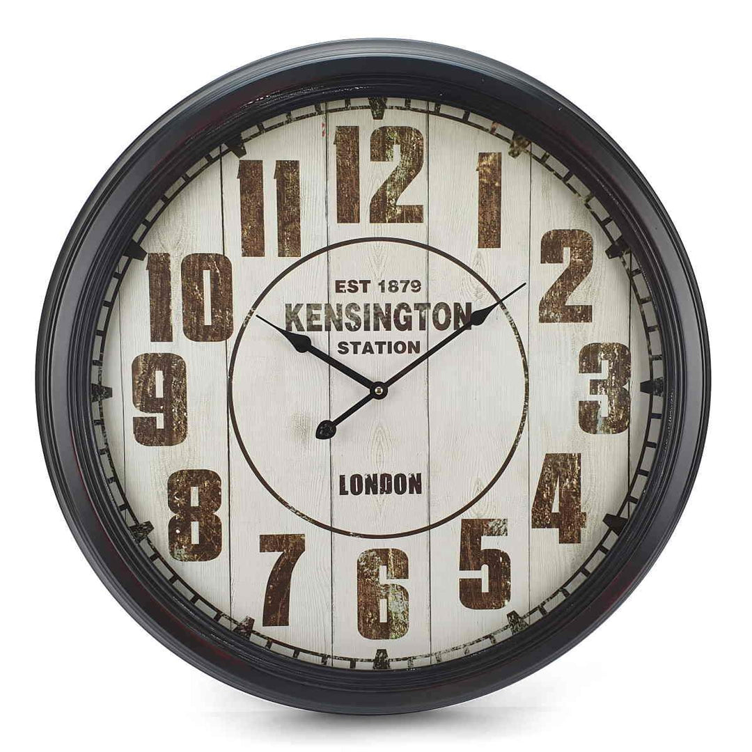 Victory Kensington Station Extra Large Vintage Metal Wall Clock Black 62cm CHH 333 7
