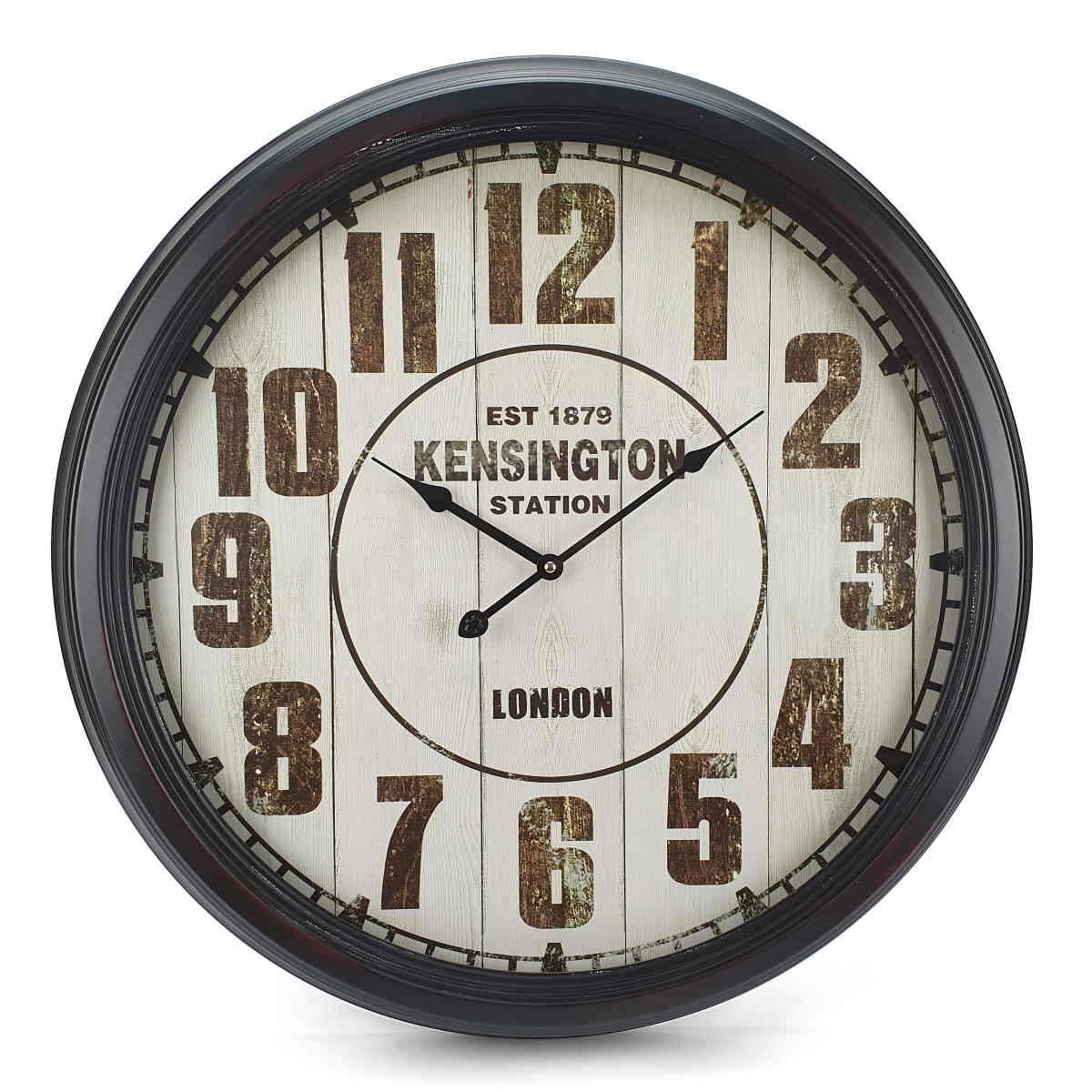 Victory Kensington Station Extra Large Vintage Metal Wall Clock Black 62cm CHH 333 7