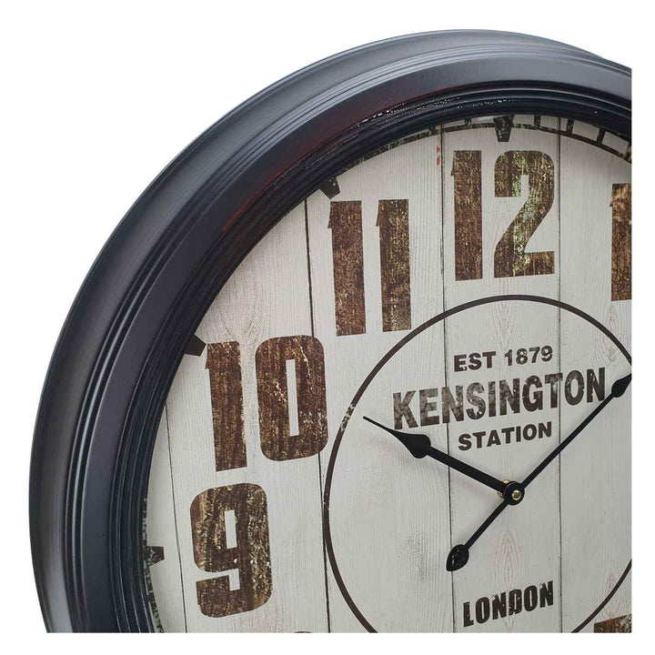 Victory Kensington Station Extra Large Vintage Metal Wall Clock Black 62cm CHH 333 3