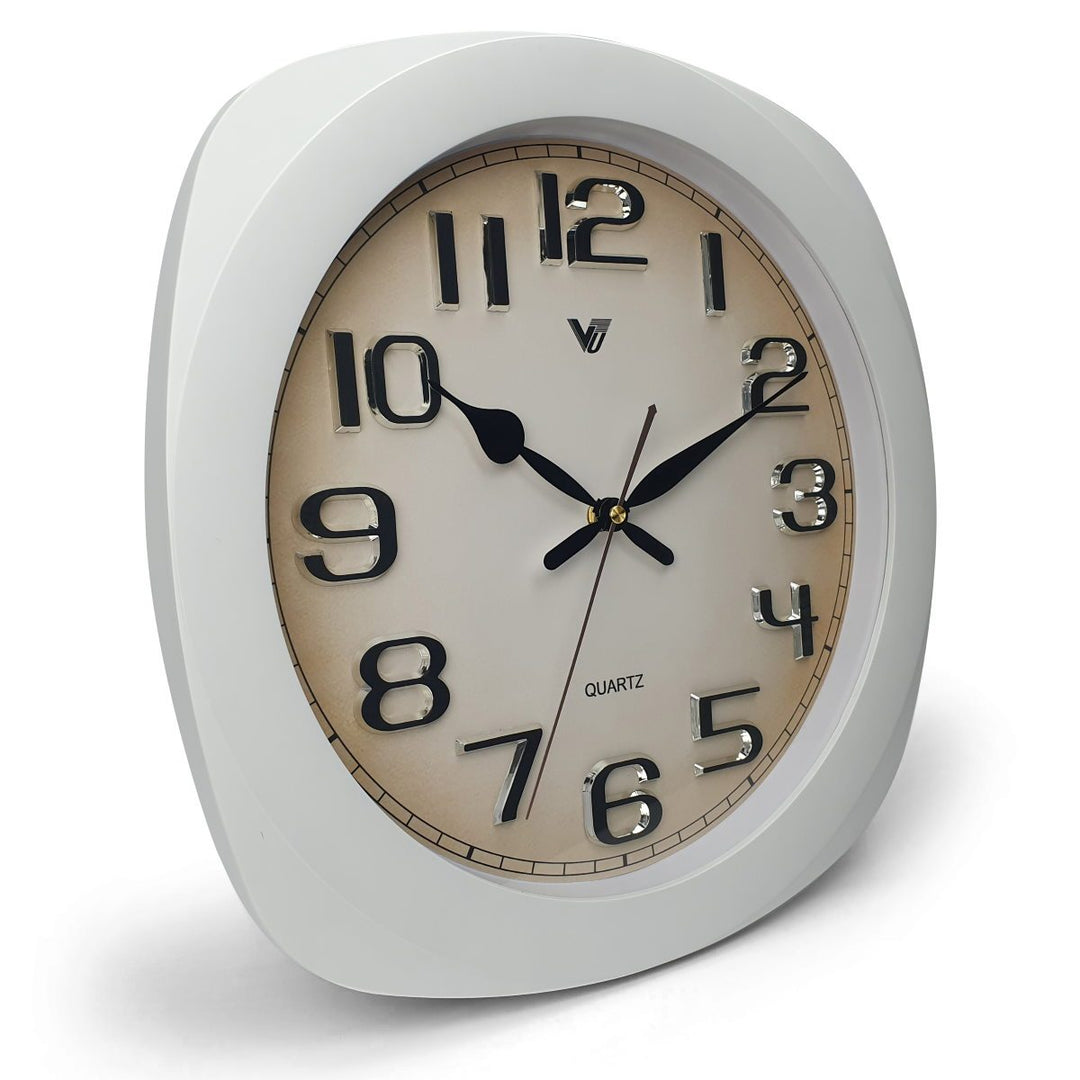 Victory Kolten 3D Number Squarish Wall Clock White 38cm CCJ 2535W 1