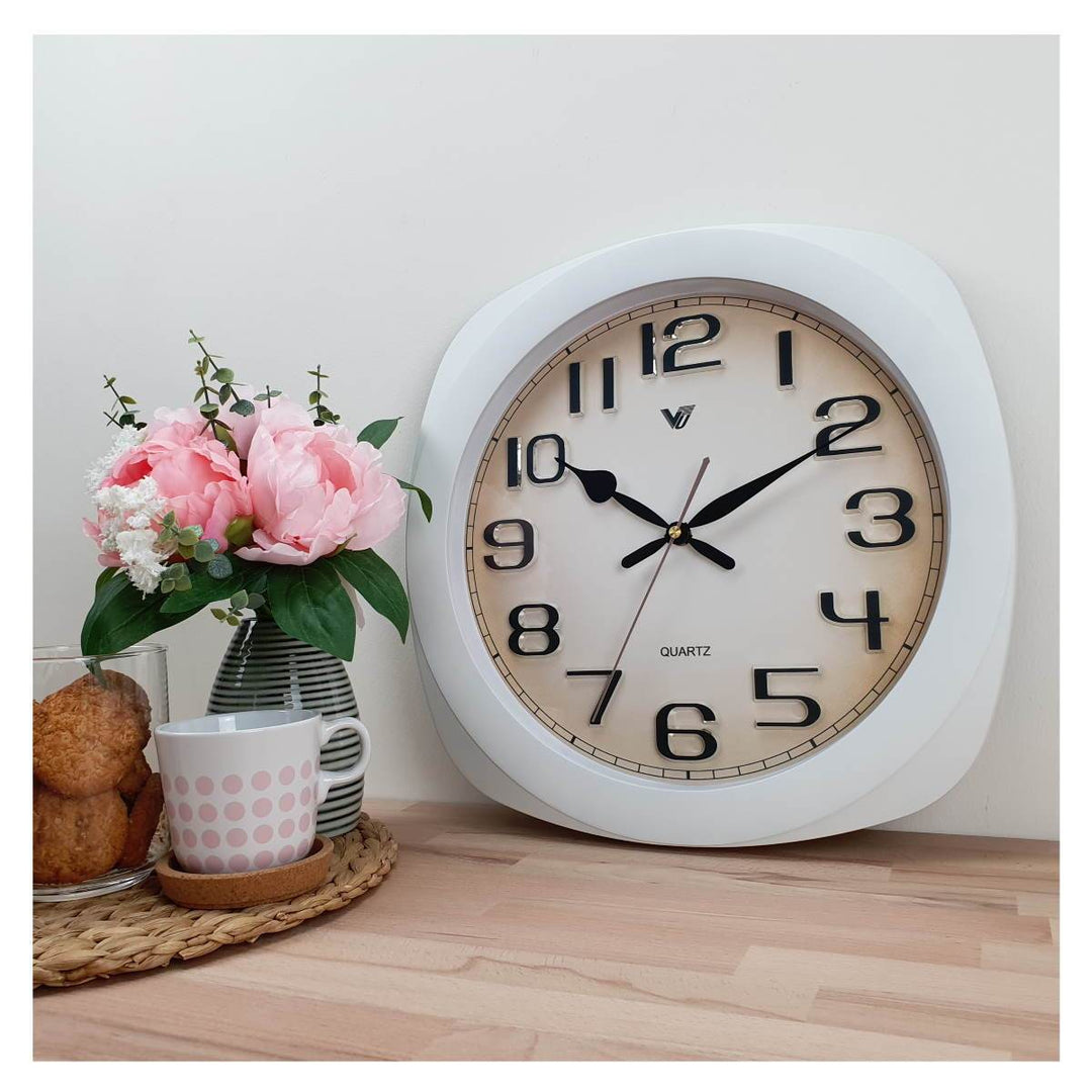 Victory Kolten 3D Number Squarish Wall Clock White 38cm CCJ 2535W 6