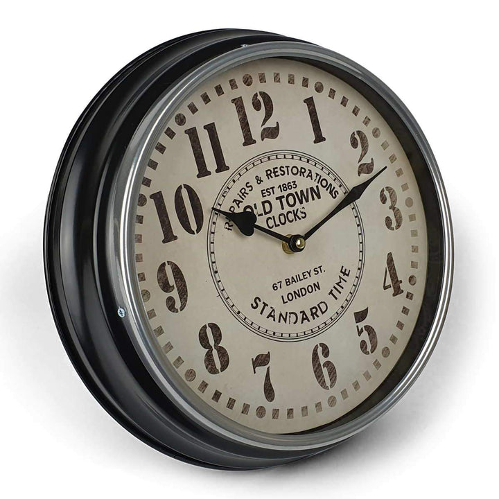 Victory Old Town Classic Metal Wall Clock Black 31cm CHH 632 1