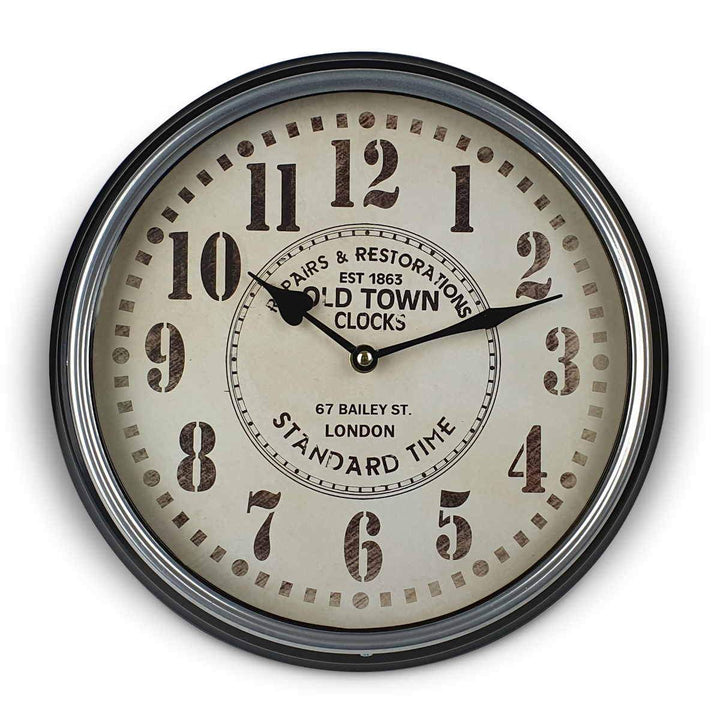 Victory Old Town Classic Metal Wall Clock Black 31cm CHH 632 4