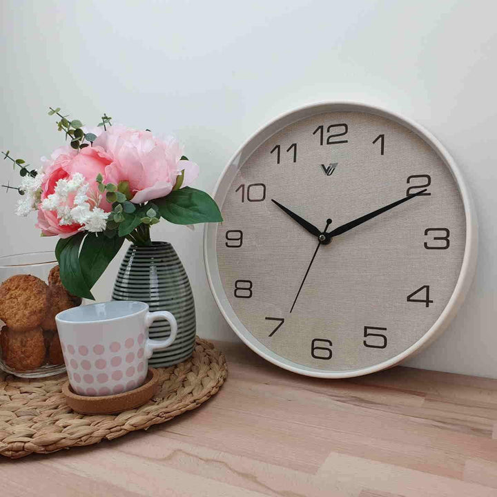 Victory Paloma Fabric Design Wall Clock Cream 30cm CJH 6437 CRE 2