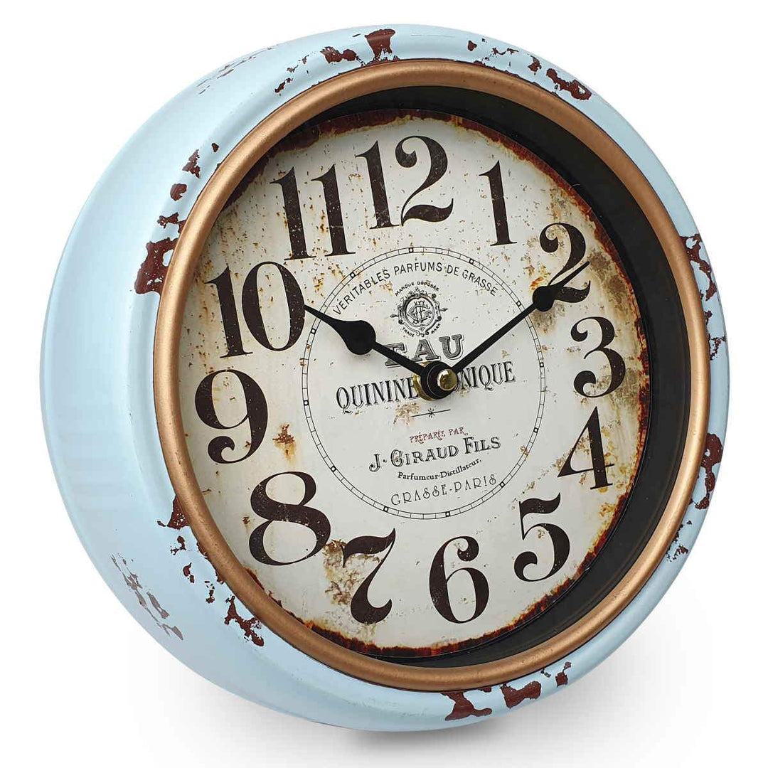 Victory Quinine Tonique Classic Distressed Metal Wall Clock Light Blue 25cm CHH 228 1