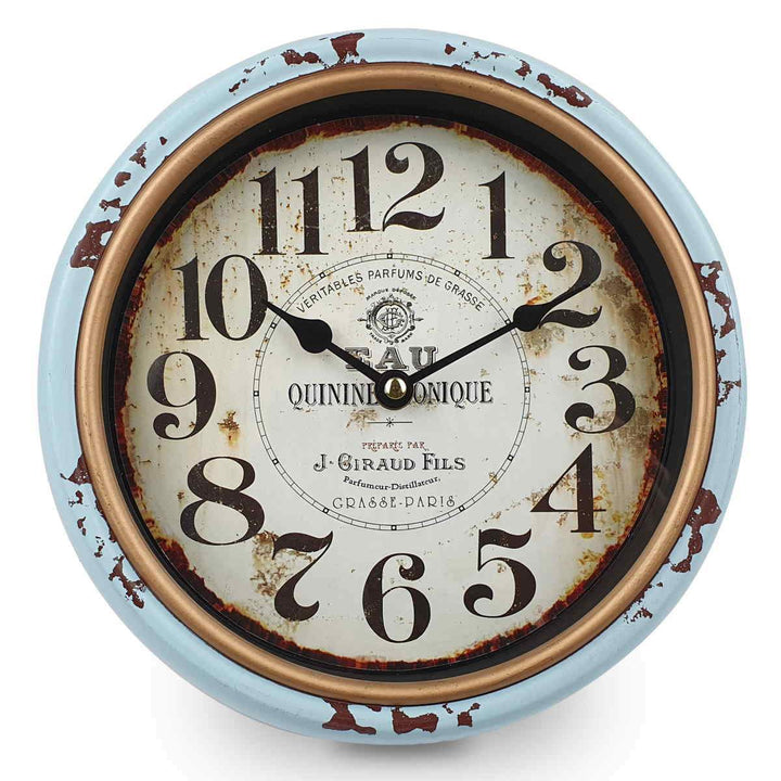 Victory Quinine Tonique Classic Distressed Metal Wall Clock Light Blue 25cm CHH 228 3
