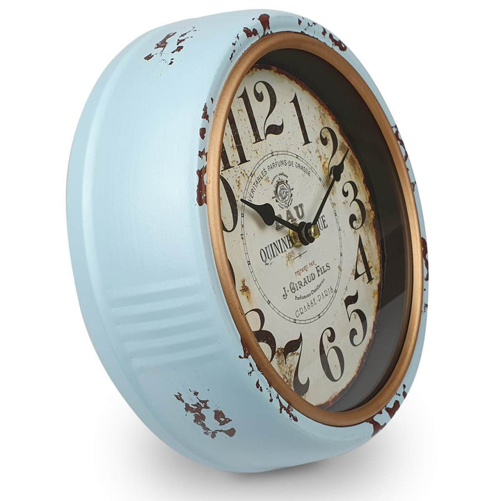 Victory Quinine Tonique Classic Distressed Metal Wall Clock Light Blue 25cm CHH 228 4