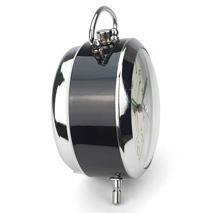 Victory Revel Metal Shiny Frame Alarm Clock Black 11cm Q 892B 1