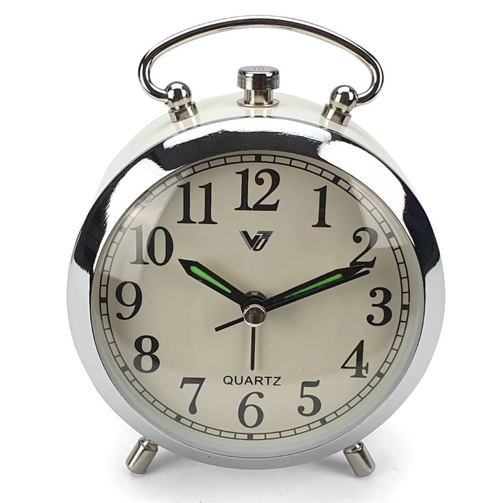 Victory Revel Metal Shiny Frame Alarm Clock White 11cm Q 892W 7