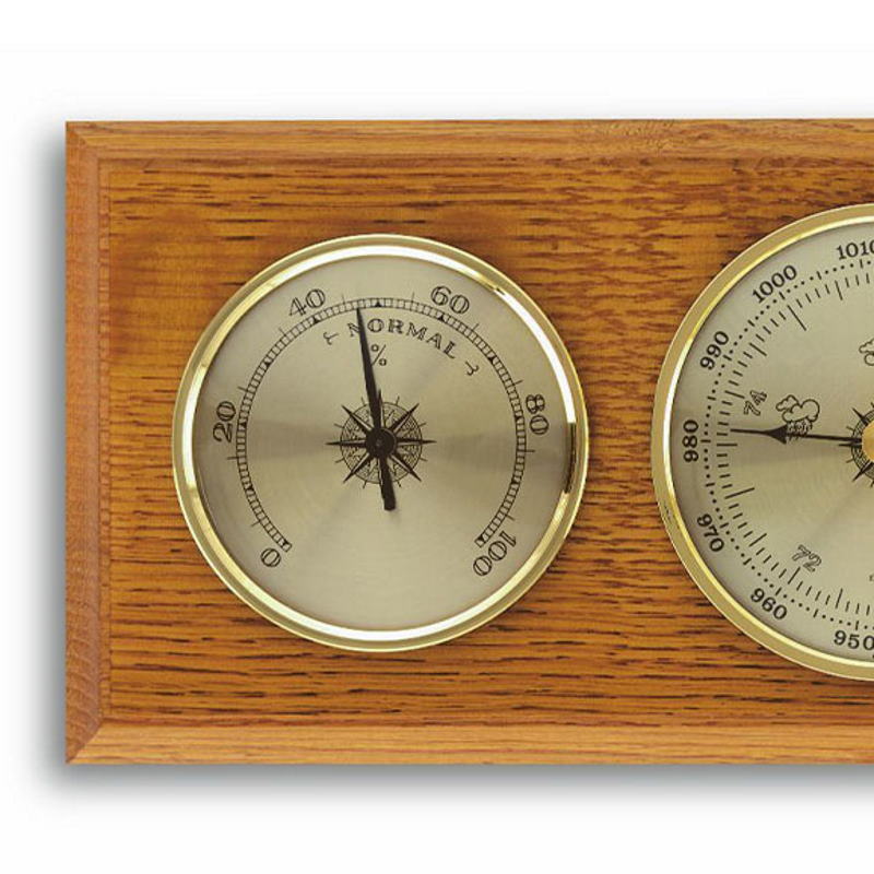 TFA Flat Weather Station Solid Oak Brown 28cm 20.1001 Left