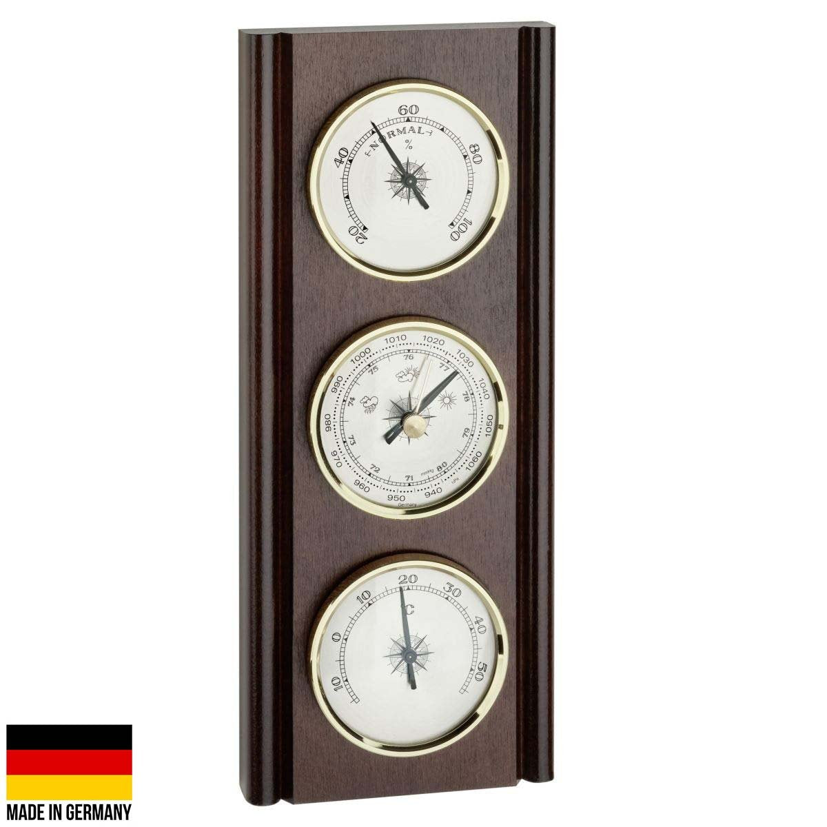 TFA Upright Weather Station Walnut Brown 27cm Front 20.1002.03