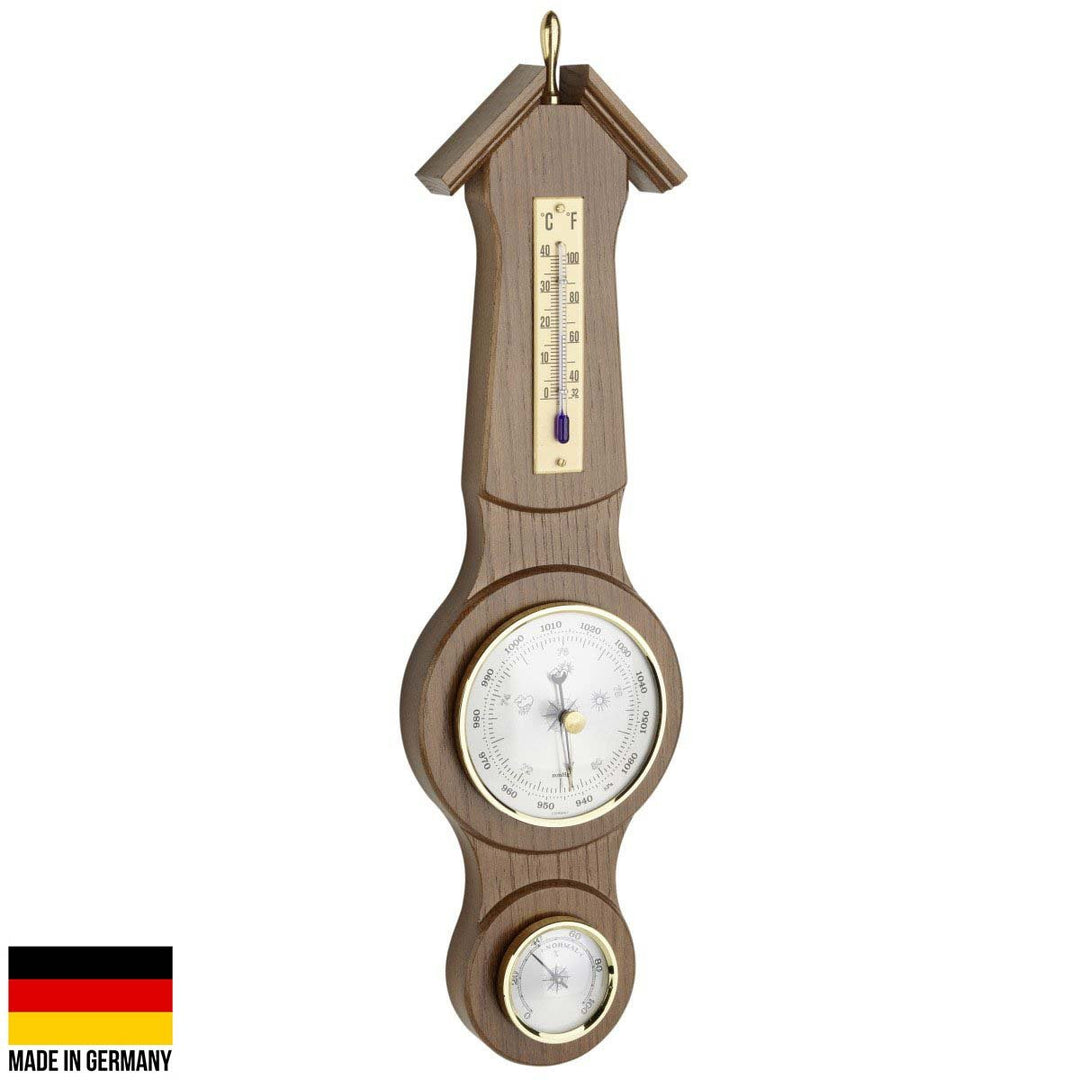 TFA Sheraton Weather Station Rustic Solid Oak Finish 39cm 20.1040.01 Front