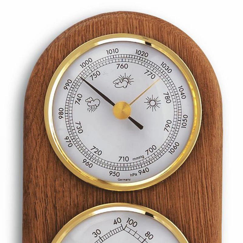 TFA 3 in 1 Weather Station Solid Oak Finish 17cm 20.1051 Top