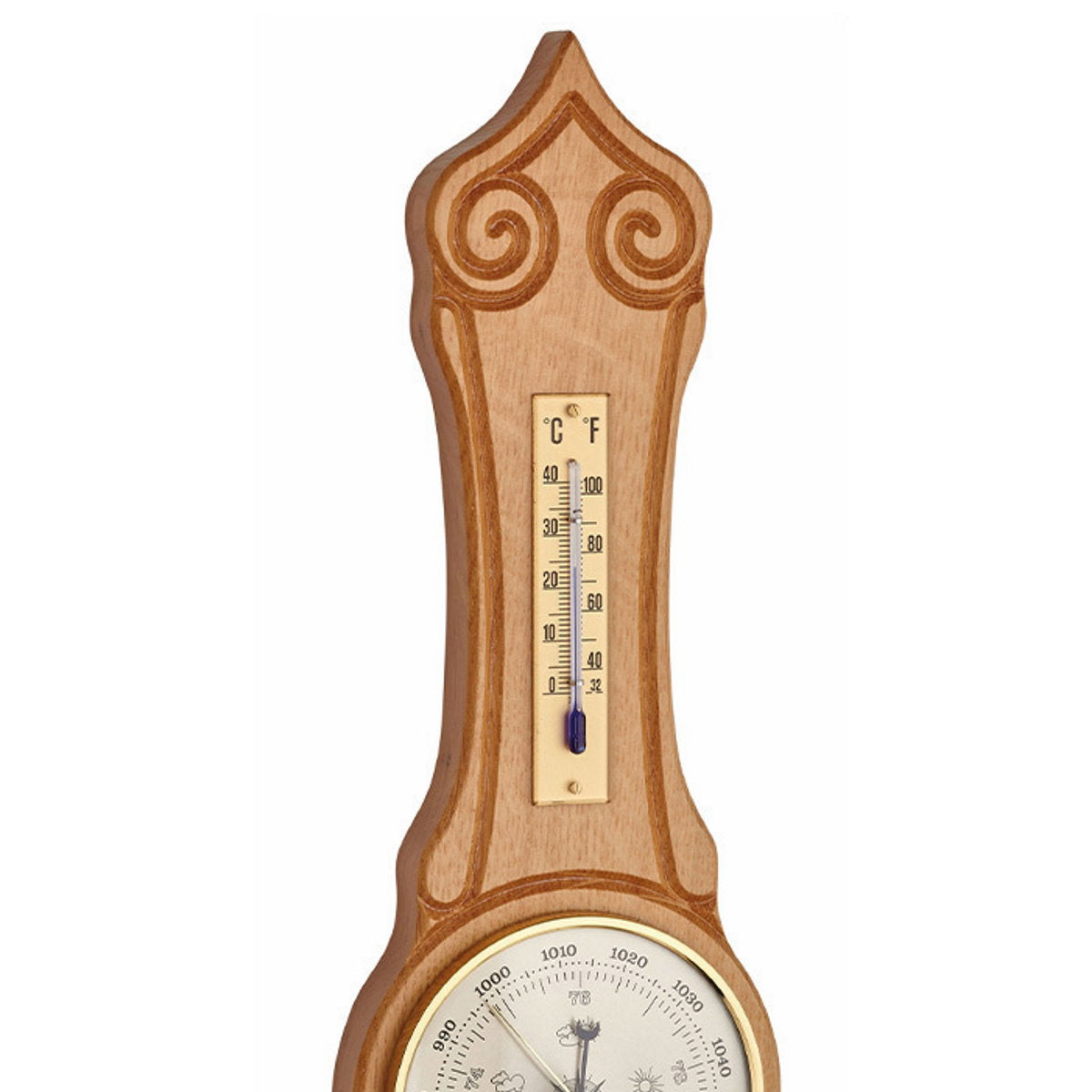 TFA Sheraton Banjo Weather Station Natural Solid Oak 42cm 20.1060.02 Top
