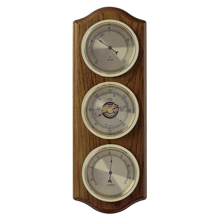 TFA Curved Domatic Weather Station, Solid Oak Brown, 33cm