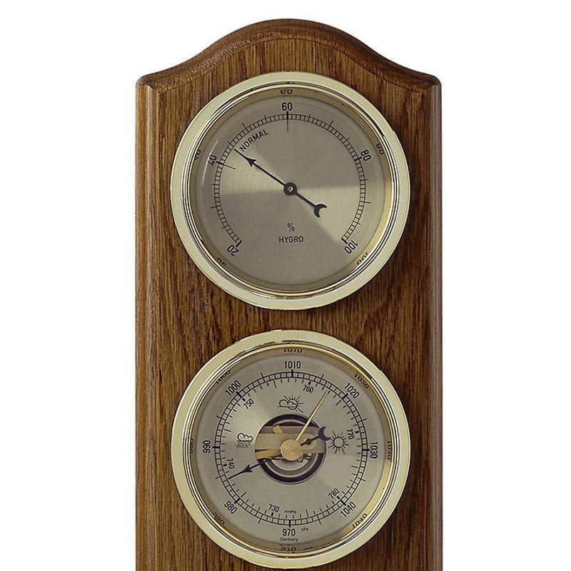 TFA Curved Domatic Weather Station Solid Oak Brown 33cm Top 20.1076.01B