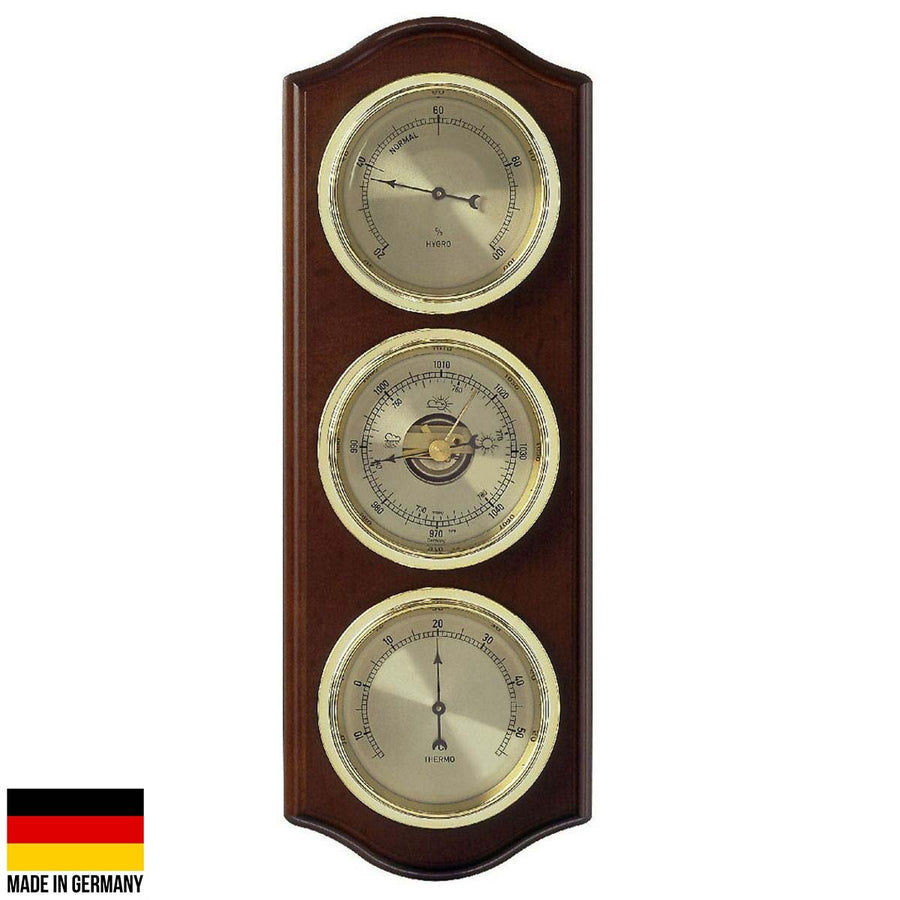 TFA Curved Domatic Weather Station Walnut Brown 33cm Front 20.1076.03B
