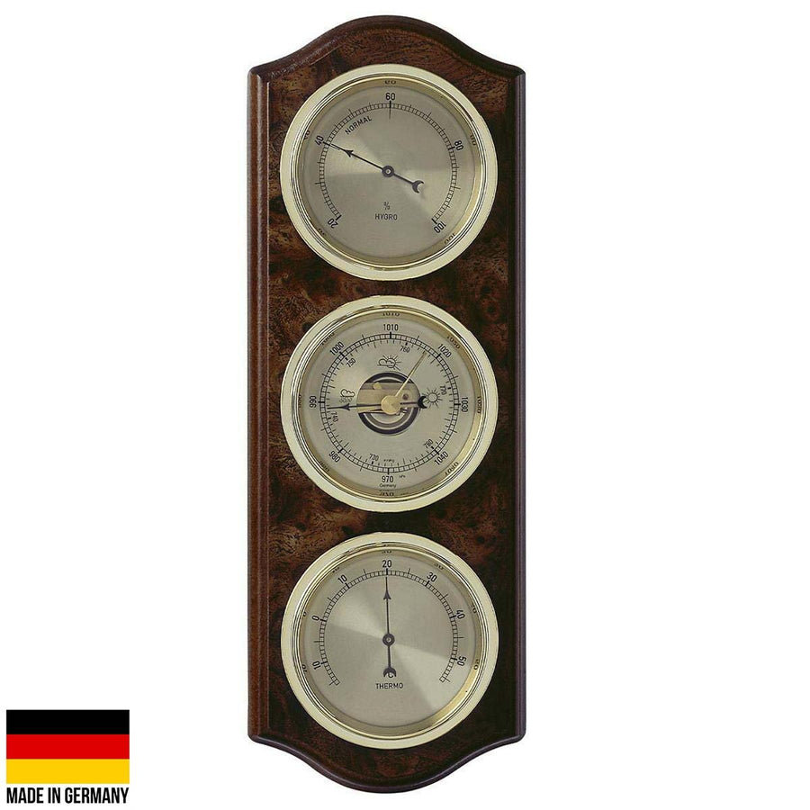 TFA Curved Domatic Weather Station Root Timber Nut Brown 33cm Front 20.1076.20B