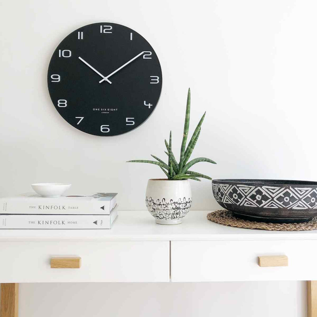 One Six Eight London Nero Wall Clock, Black, 60cm
