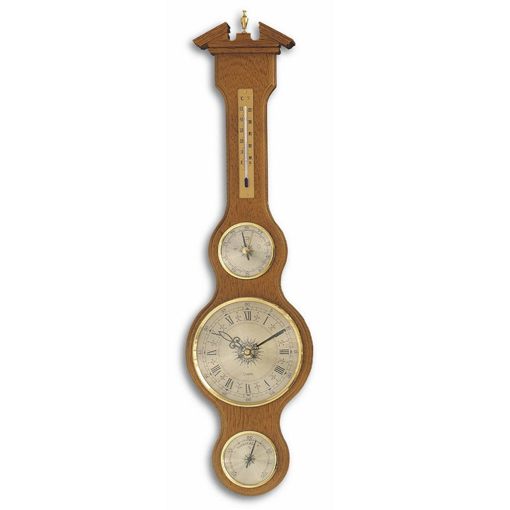 TFA Sheraton Clock Weather Station, Solid Oak Finish, 60cm