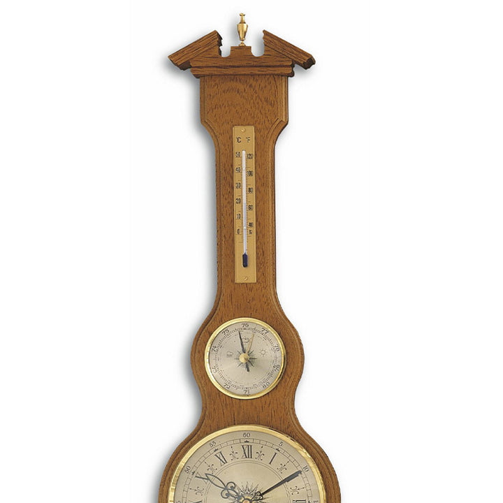 TFA Sheraton Clock Weather Station Solid Oak Finish 60cm 45.3004.01 Top