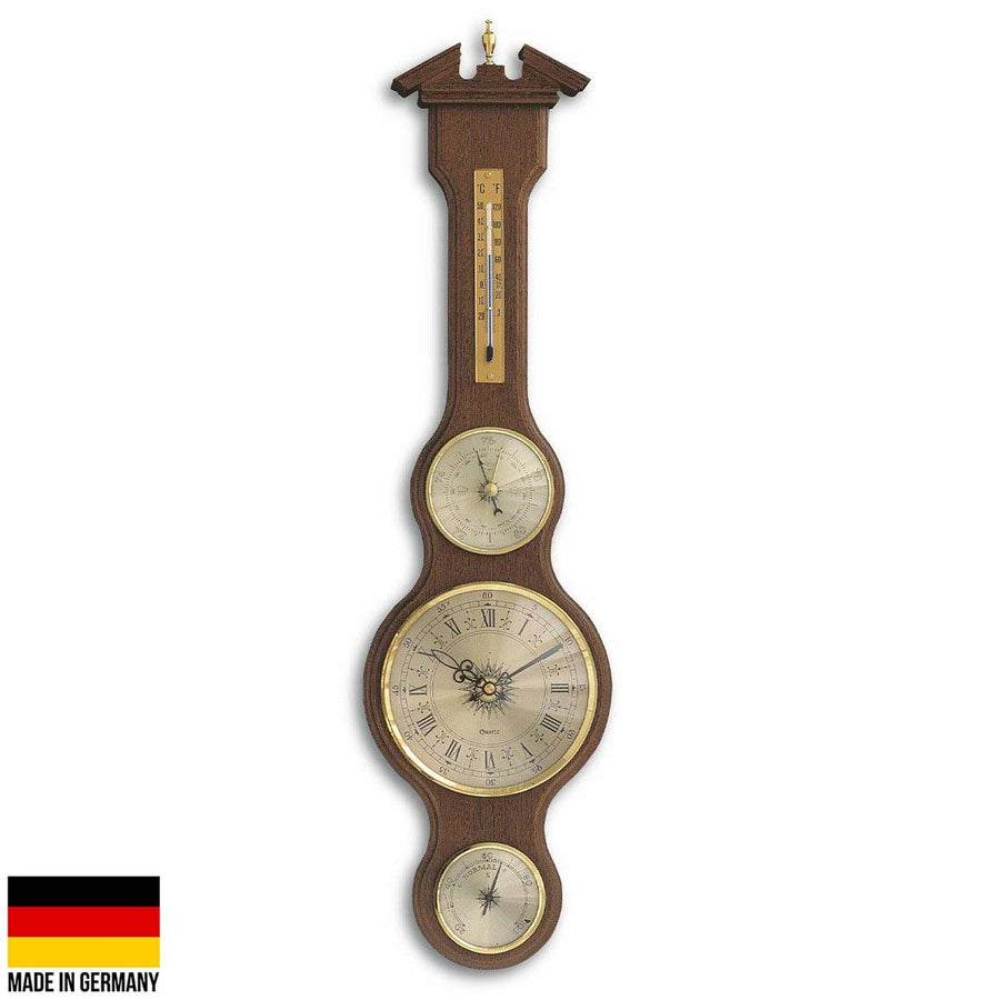 TFA Sheraton Analog Clock Weather Station Walnut Finish 60cm 45.3004.03 Front