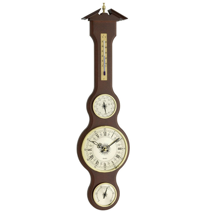 TFA Sheraton Clock Weather Station, Mahogany Finish, 60cm