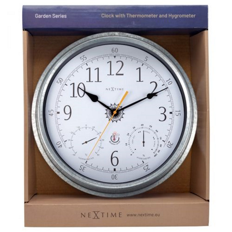 NeXtime Tulip Temperature Humidity Outdoor Wall Clock Grey 41cm 574304GA 5