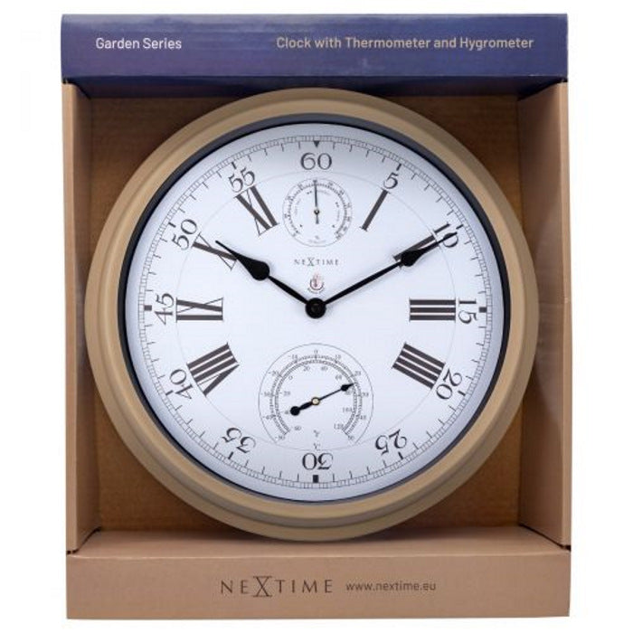 NeXtime Hyacinth Temperature Humidity Outdoor Wall Clock Brown 41cm 574305BR 6