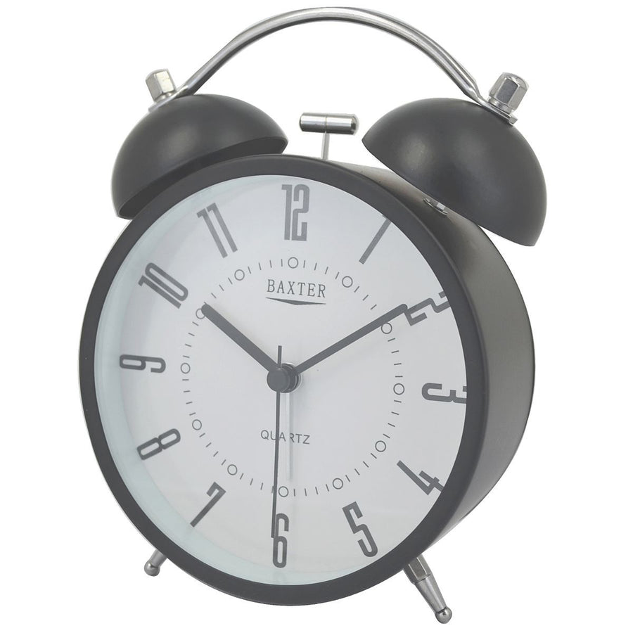 Baxter Delroy Bell Metal Alarm Clock Black 12cm B4 2BLK 1