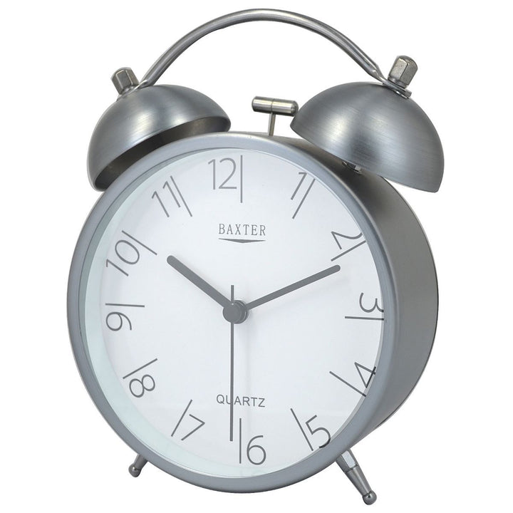 Baxter Delroy Bell Metal Alarm Clock Gun Metal 12cm B4 2GM 1