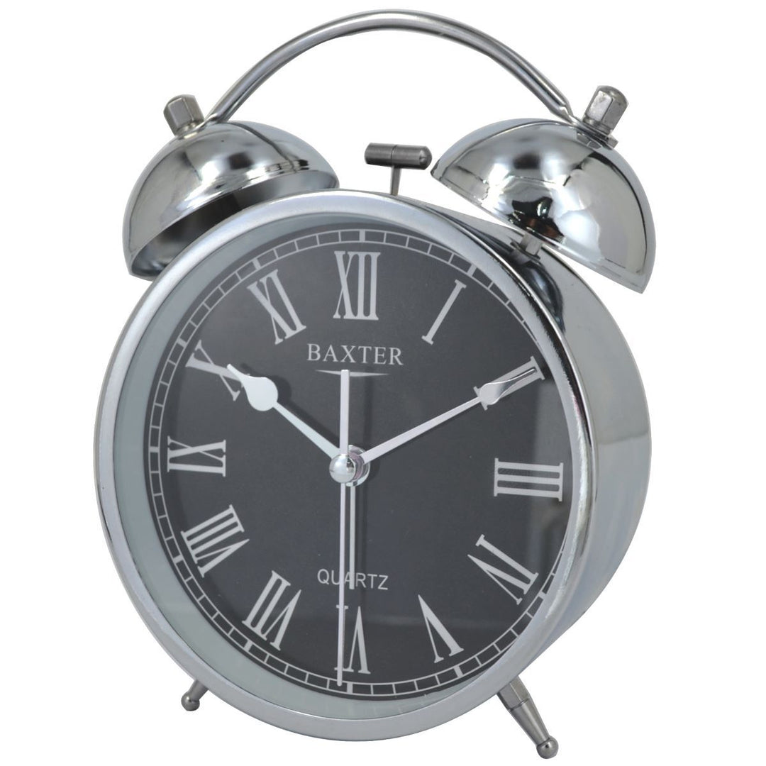 Baxter Delroy Bell Metal Alarm Clock Silver 12cm B4 2SILB 1