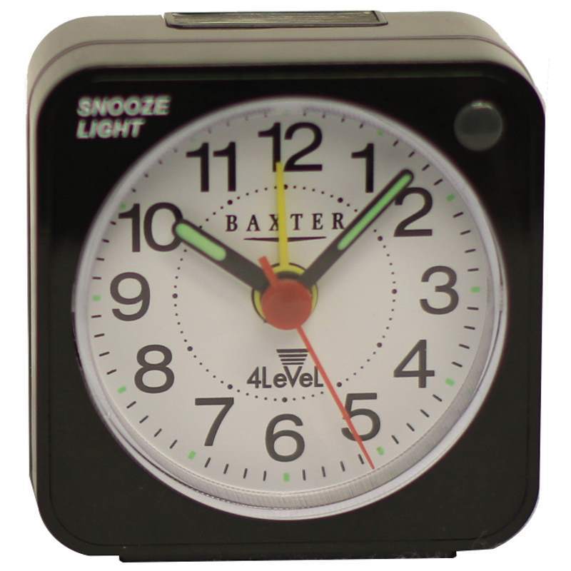 Baxter Four Level Ascending Travel Alarm Clock Black 6cm QKB4619 G 1