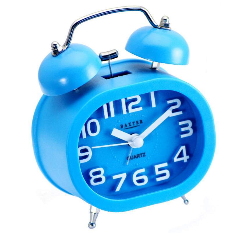 Baxter Oval Twin Bell Alarm Clock Blue 12cm B30 BLU 1