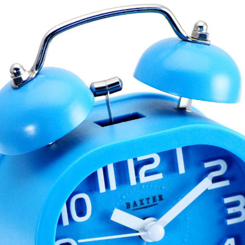 Baxter Oval Twin Bell Alarm Clock Blue 12cm B30 BLU 2
