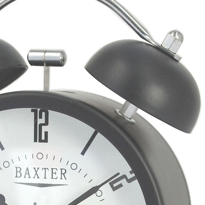 Baxter Ralston Small Bell Metal Alarm Clock Black 9cm B3 2BLK 2