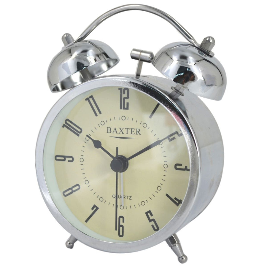 Baxter Ralston Small Bell Metal Alarm Clock Silver 9cm B3 2SILW 1
