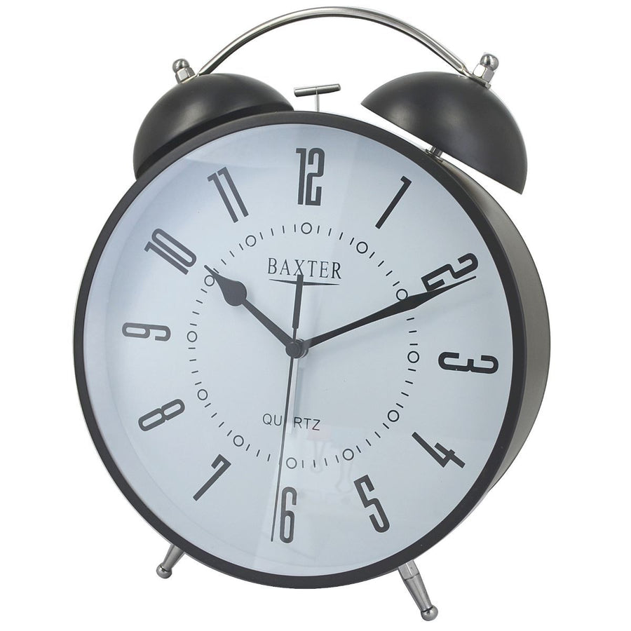 Baxter Rhodey Extra Large Bell Alarm Clock Black 29cm B8 BW 1